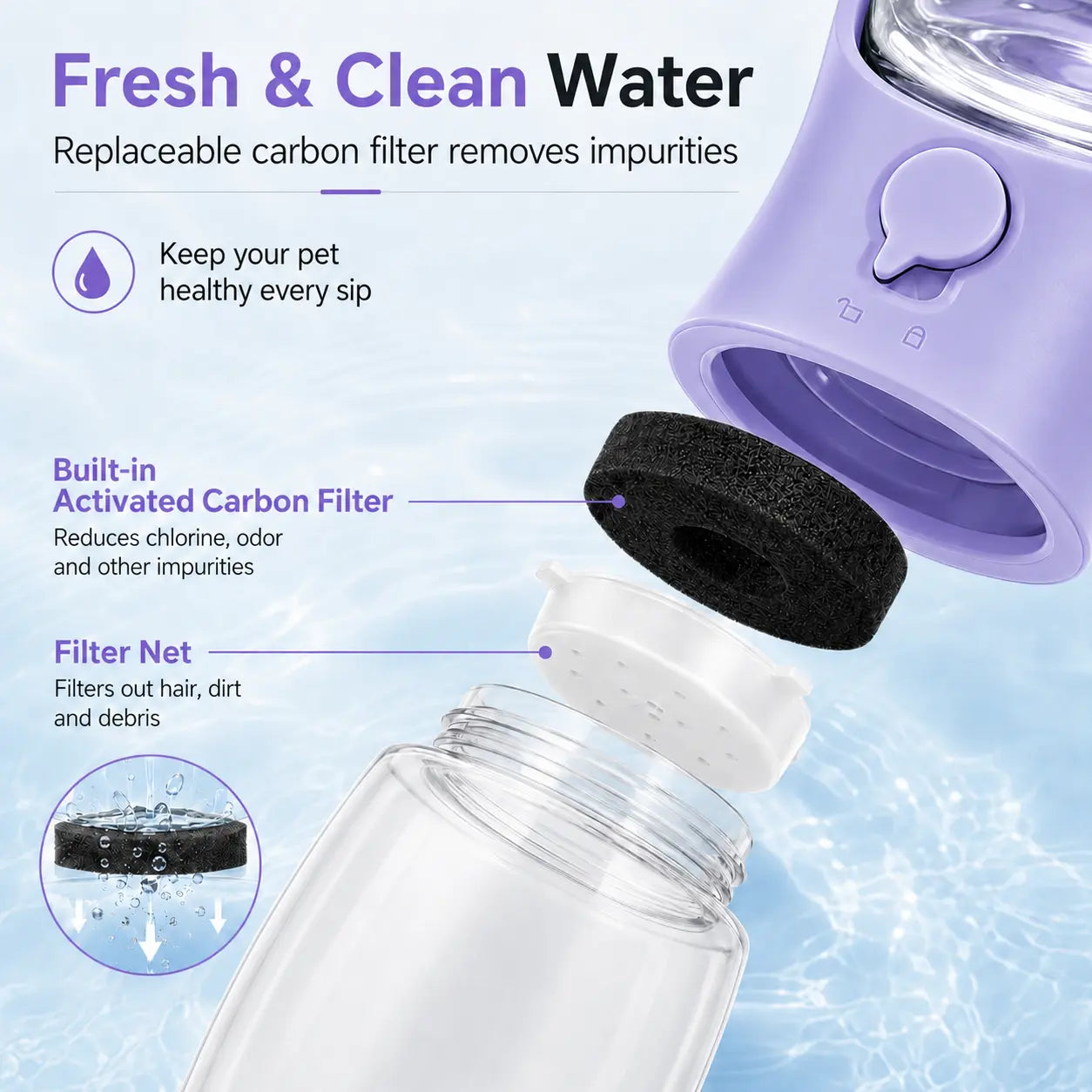 GMOX Portable Dog Water Bottle - Leak-Proof Dispenser with Integrated Bowl & Food Container, Made from Food-Grade Plastic for Outdoor Activities, Hiking, and Travel - Pink